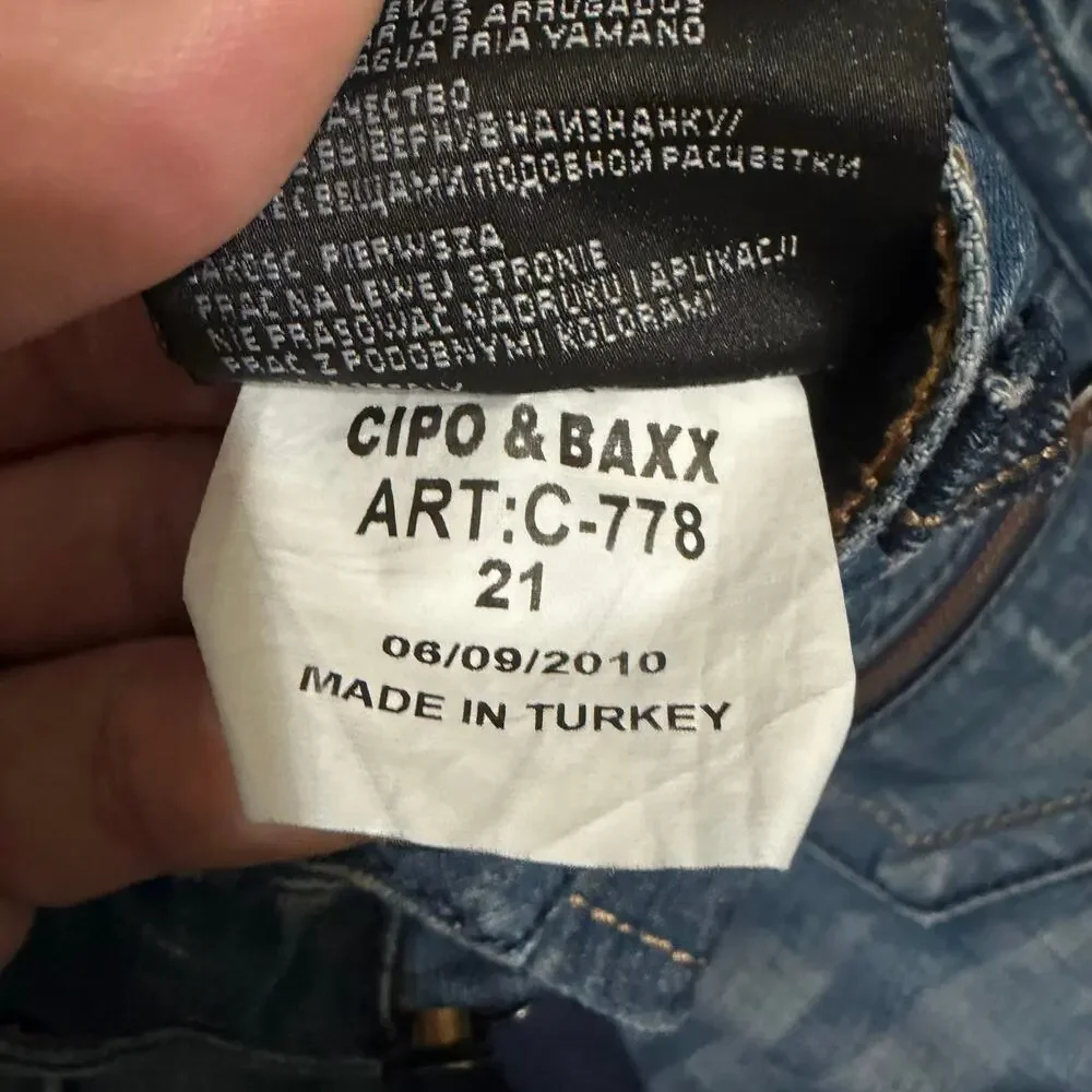 Cipo & Baxx Jeans Men's 32x34 Y2K Cyber Grunge Biker Moto Heavy Stitch Denim
